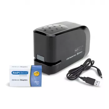 Agrafador elétrico Rapesco 626EL, 15 folhas, preto