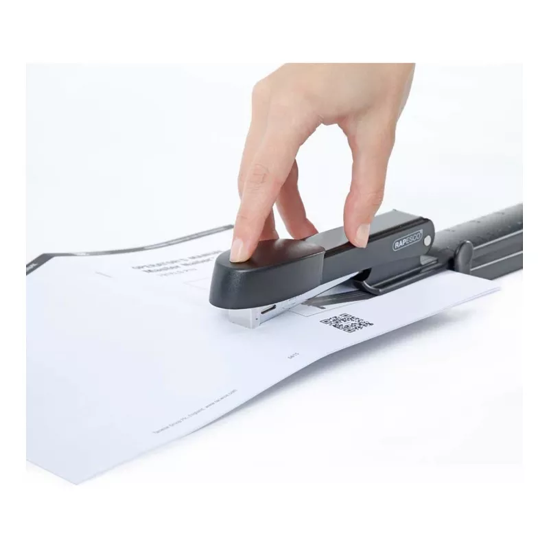 Agrafador de braço longo em metal Rapesco Marlin - 25 folhas - preto - agrafamento plano - metal - 47 mm - 386 mm