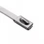 Abraçadeiras de aço inoxidável HellermannTyton 111-93088 com revestimento PA11, 201 mm de comprimento, 4,6 mm de largura, 0,3 mm de espessura, 50 mm de diâmetro de feixe, metálico/prateado, pack de 100