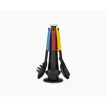 Conjunto de 6 utensílios de cozinha Elevate multicoloridos com suporte de armazenamento rotativo Joseph Joseph