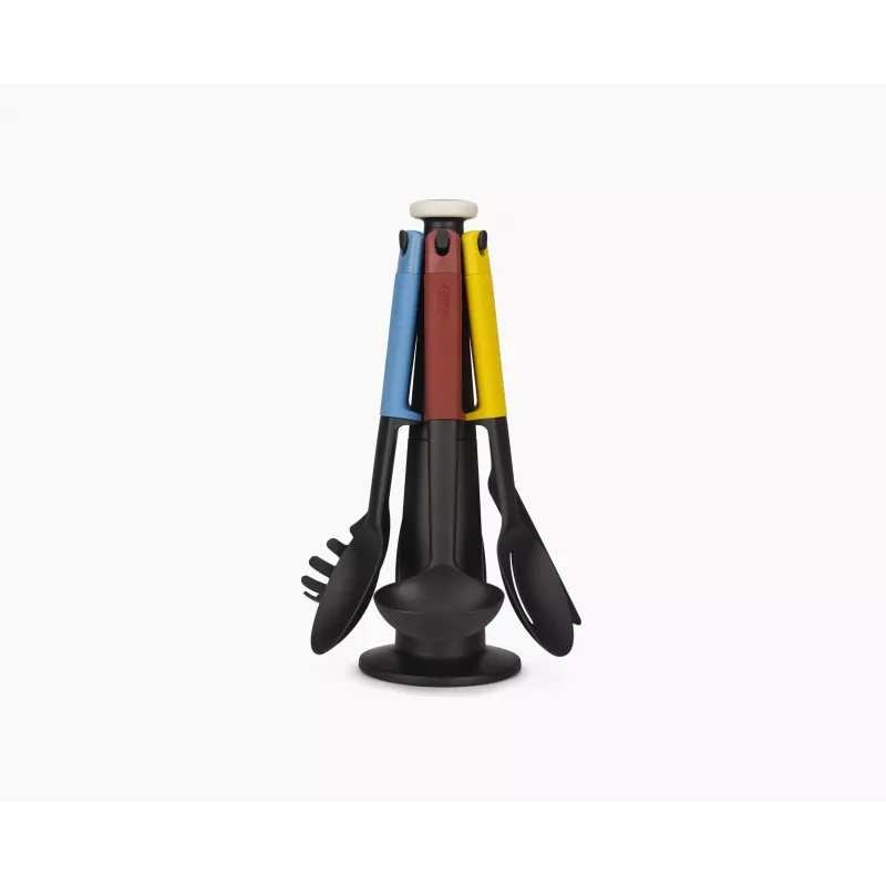 Conjunto de 6 utensílios de cozinha Elevate multicoloridos com suporte de armazenamento rotativo Joseph Joseph