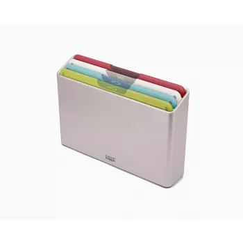 Conjunto de 4 tábuas de corte Folio Icon multicoloridas com caixa de armazenamento, grafite/prateado Joseph Joseph