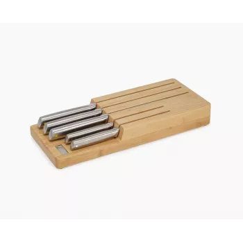 Joseph Joseph Elevate SST conjunto de facas com gaveta de arrumação em bambu, 6 peças, prateado/bege 10563