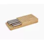 Joseph Joseph Elevate SST Conjunto de facas com tabuleiro de bambu para gaveta, 6 peças, Prateado/Bege 10563