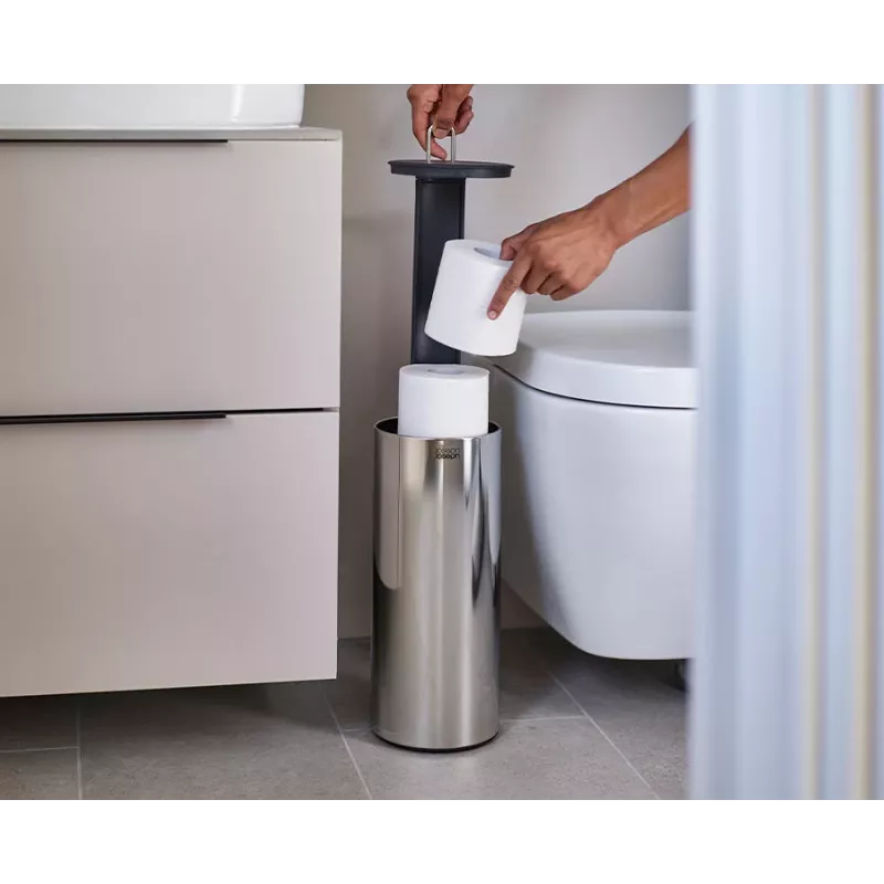 Joseph Joseph EasyStore Luxe porta-rolos de papel higiénico em aço inoxidável com compartimento oculto