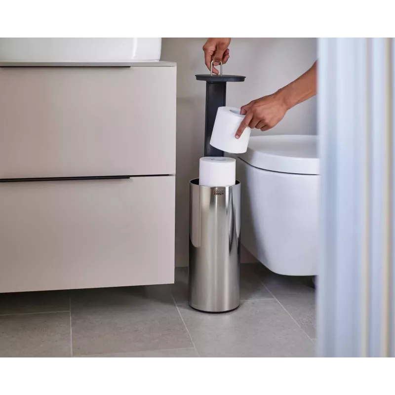 Joseph Joseph EasyStore Luxe porta-rolos de papel higiénico em aço inoxidável com compartimento oculto