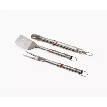 Joseph Joseph GrillOut conjunto de 3 espátula, pinça e garfo de churrasco em aço inoxidável