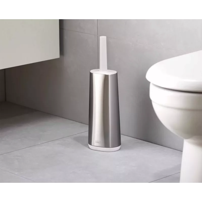 Escova de sanita Joseph Joseph Flex 70517 em aço inoxidável com cabeça de silicone, prateado/cinzento