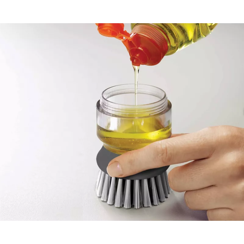 Joseph Joseph Palm Scrub Grey escova de lavar a loiça com doseador de detergente integrado