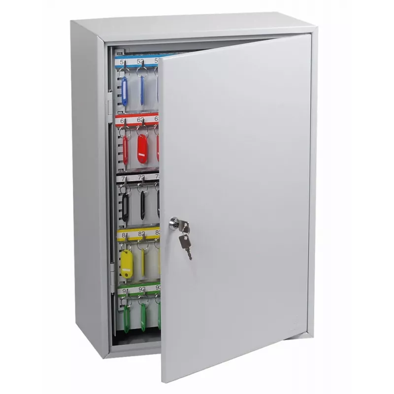 Caixa de chaves Phoenix Safe KC0604K - Cinzento - 200 ganchos - Fechadura de chave - 380 x 140 x 550 mm