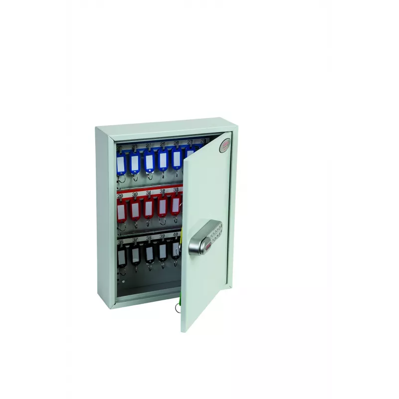Cofre de chaves Phoenix Safe KC0601E - Cinzento - 42 ganchos - Fechadura eletrónica - Montagem na parede - 270 x 80 x 350 mm