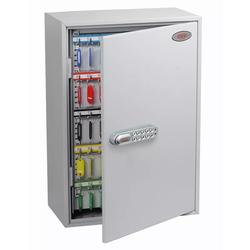 Caixa de chaves Phoenix Safe KC0605E - Cinzento - 300 ganchos - Fechadura eletrónica - 380 x 205 x 550 mm