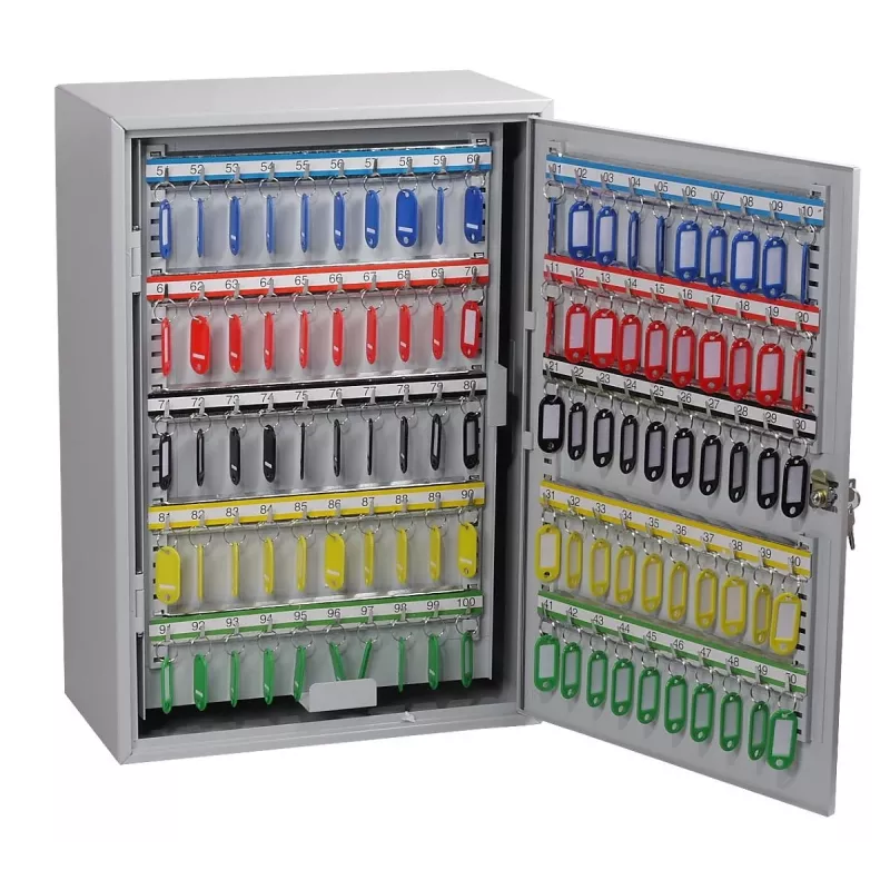 Caixa de chaves Phoenix Safe KC0605E - Cinzento - 300 ganchos - Fechadura eletrónica - 380 x 205 x 550 mm