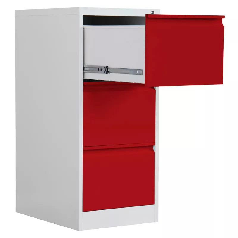 Armário de arquivo corta-fogo Phoenix Safe 3 gavetas vermelho