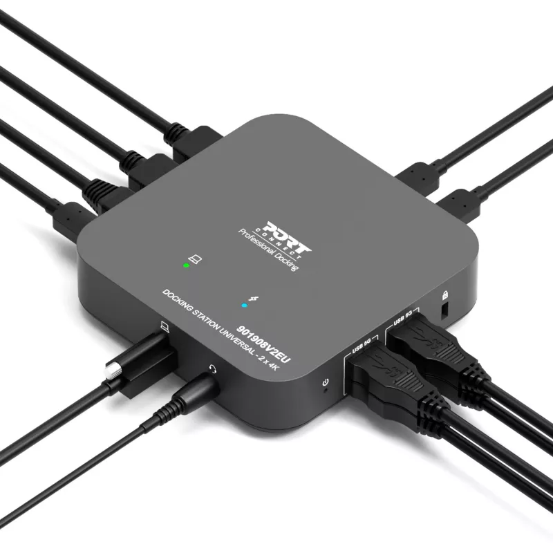 Estação de Acoplamento Universal PORT Designs - 2 x 4K 2 HDMI com Fonte de Alimentação - EU