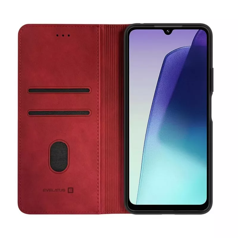 Evelatus Capa tipo livro em pele PU para Xiaomi Redmi 14C 4G/ 14C 5G / Redmi A4 / POCO C75 vermelha