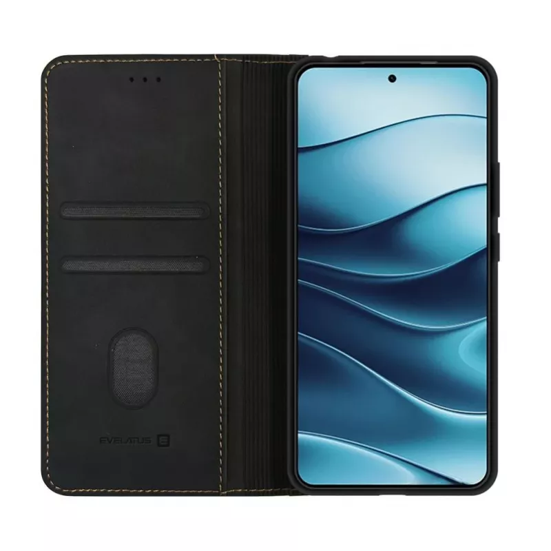 Evelatus Capa tipo livro para Xiaomi Redmi Note 14 5G - Preta