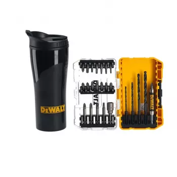 Conjunto de 25 brocas e pontas de aparafusar DEWALT com copo térmico