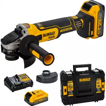 DEWALT DCG405S2T-QW 18V XR rebarbadora a bateria 125mm sem escovas com 2 baterias de 5.0Ah, carregador e mala TSTAK