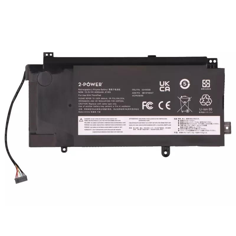 Bateria principal 2-Power para Lenovo ThinkPad Yoga 15 20DQ 20DR - 61 Wh