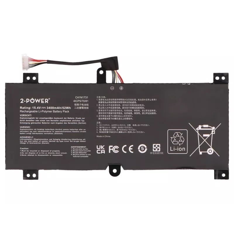 2-Power Bateria principal - Bateria para portátil - 52 Wh - 11,1 V - 4700 mAh - 6 células - Preto