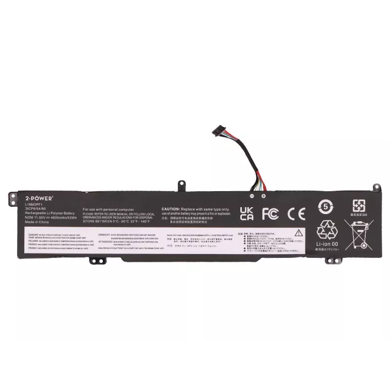 2-Power Bateria principal Lenovo IdeaPad L340-15IRH - 53 Wh - 4600 mAh - 11,52 V - 3 células Li-ion - Preto