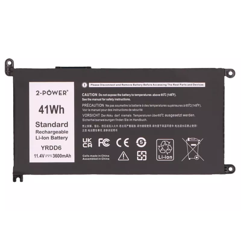 2-Power Bateria principal para Dell Inspiron 3579 - 41 Wh, 11,4 V, 3 células Li-Ion