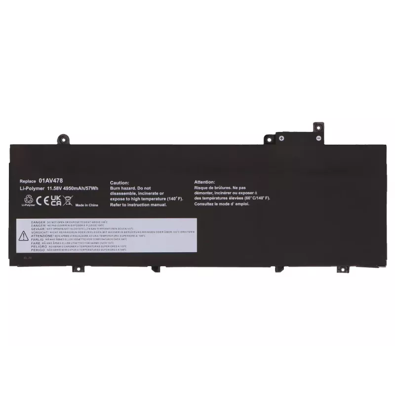 Bateria principal 2-Power para Lenovo ThinkPad T480s 20L7 - 44 Wh, 3 células, Li-Ion, Preto