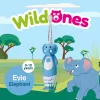 Brush Baby Escova de Dentes Sónica Wild Ones para Crianças 0-10 Anos, Design Elefante, Cinzento/Branco