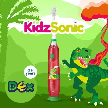 BRUSH BABY Escova de Dentes Elétrica Kidz Sonic para Crianças 3+ Anos - Design Dinossauro