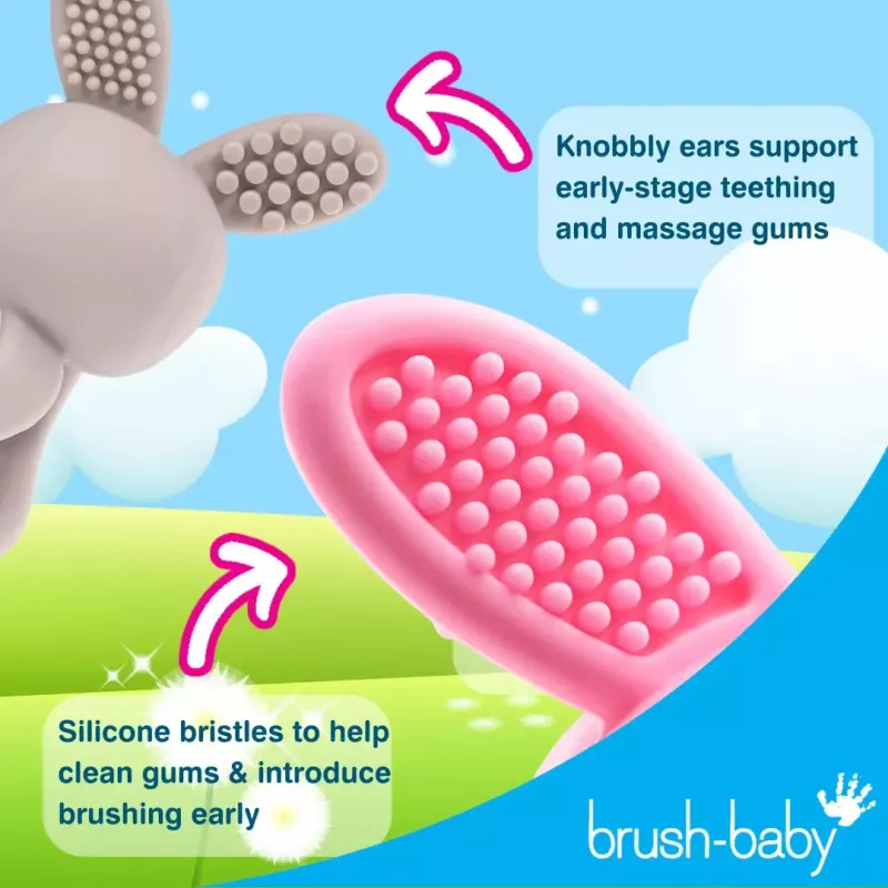 BRUSH BABY Mordedor Bobbie Bunny Brinquedo Mordedor para Bebé Verde Eucalipto