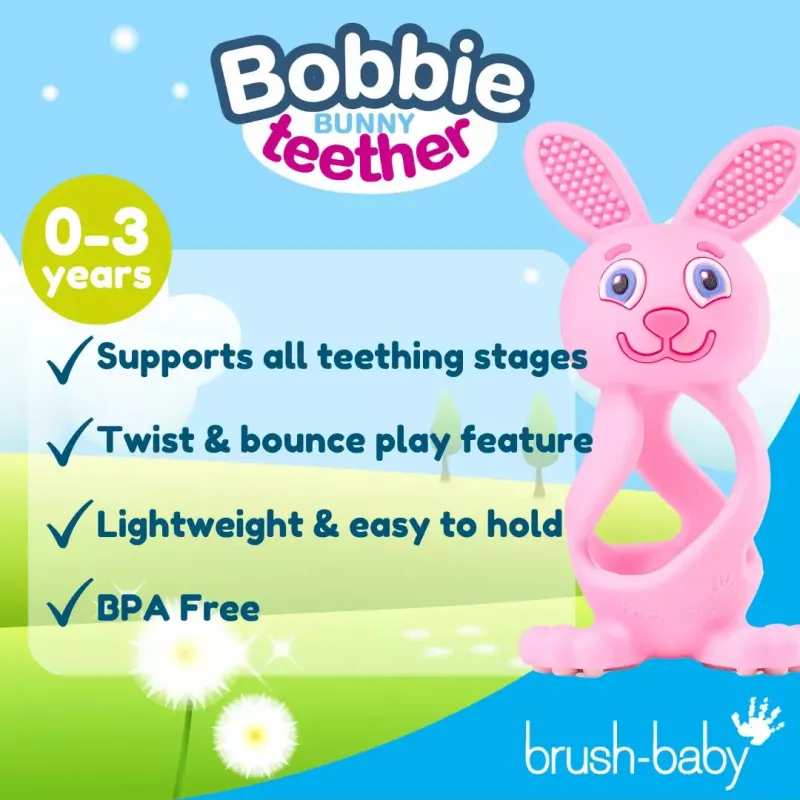 Brush Baby Mordedor Bobbie Bunny - Rosa-avermelhado