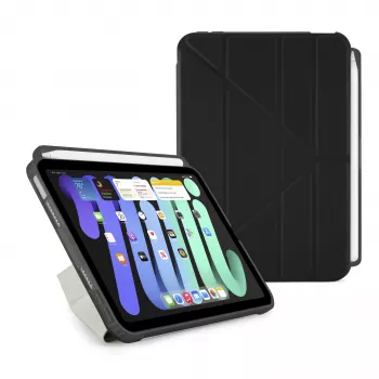 Capa com suporte para lápis Pipetto Origami No3 para iPad mini (A17 Pro / 6.ª geração), preta