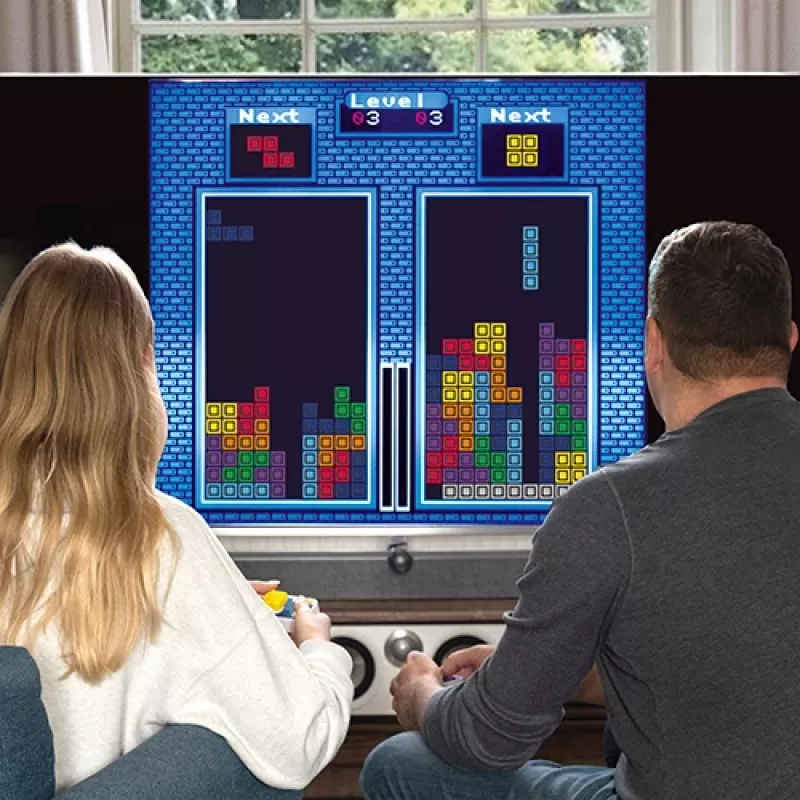 Consola retrô arcade FIZZ CREATIONS Tetris Duel para dois jogadores com 2 gamepads com fios Plug & Play