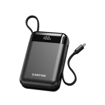 Power Bank Canyon OnPower 204 20000 mAh com Cabos USB-C e Lightning, Preto