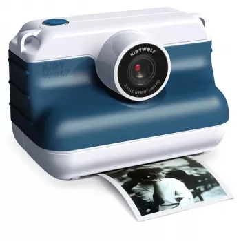 Máquina fotográfica instantânea KIDYWOLF com função selfie azul