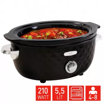 Panela de cozedura lenta FRITEL Family 5.5 Liter 210W preto/cromado