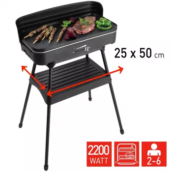 Grelhador elétrico FRITEL Starter BBQ 2246 com suporte, 2200 W, preto