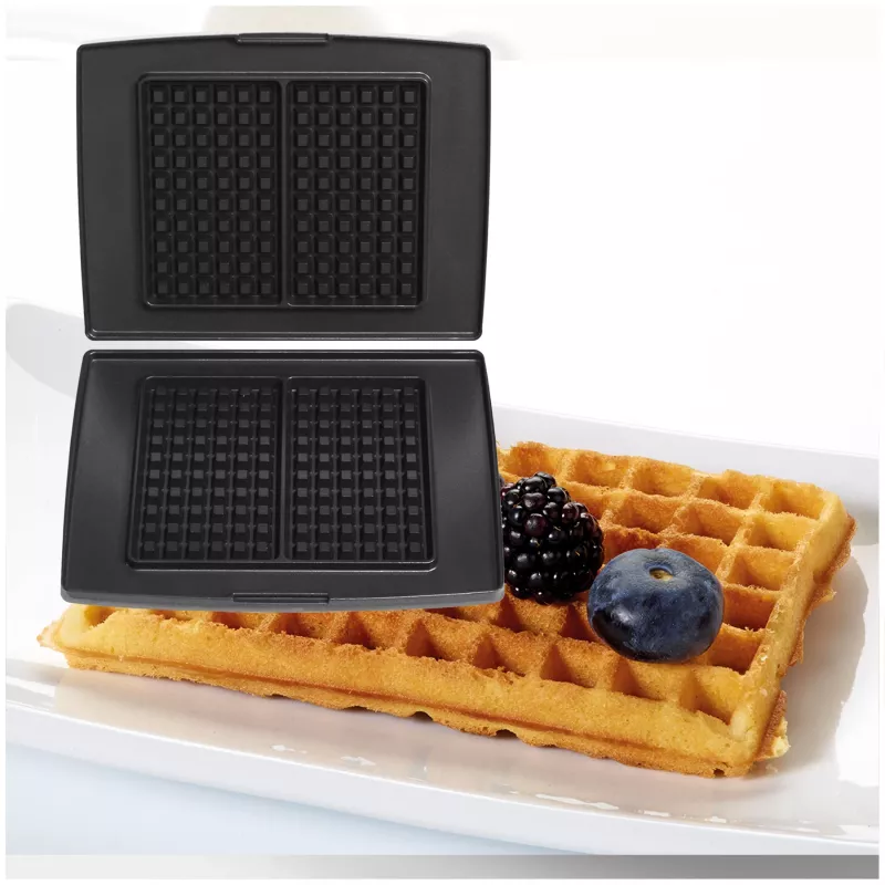 Conjunto de placas para waffles FRITEL Family (2 placas) para máquina de waffles série 1300 - alumínio fundido antiaderente, adequado para máquina de lavar louça, preto/cinzento
