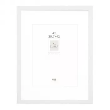 Deknudt S66KF1 P1 DIN A3 29.7x42 cm moldura de madeira branca com passe-partout branco