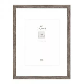 Deknudt S66KH3 P1 DIN A3 29.7x42 cm moldura de madeira cinzenta com passe-partout branco