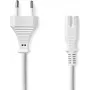 Cabo de alimentação Nedis - ficha Euro para IEC-320-C7, 3,00 m, reto, plano, PVC, branco