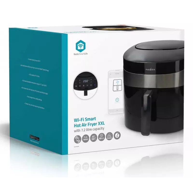 Nedis SmartLife KAAF180BKW fritadeira de ar 7,2 L, preta