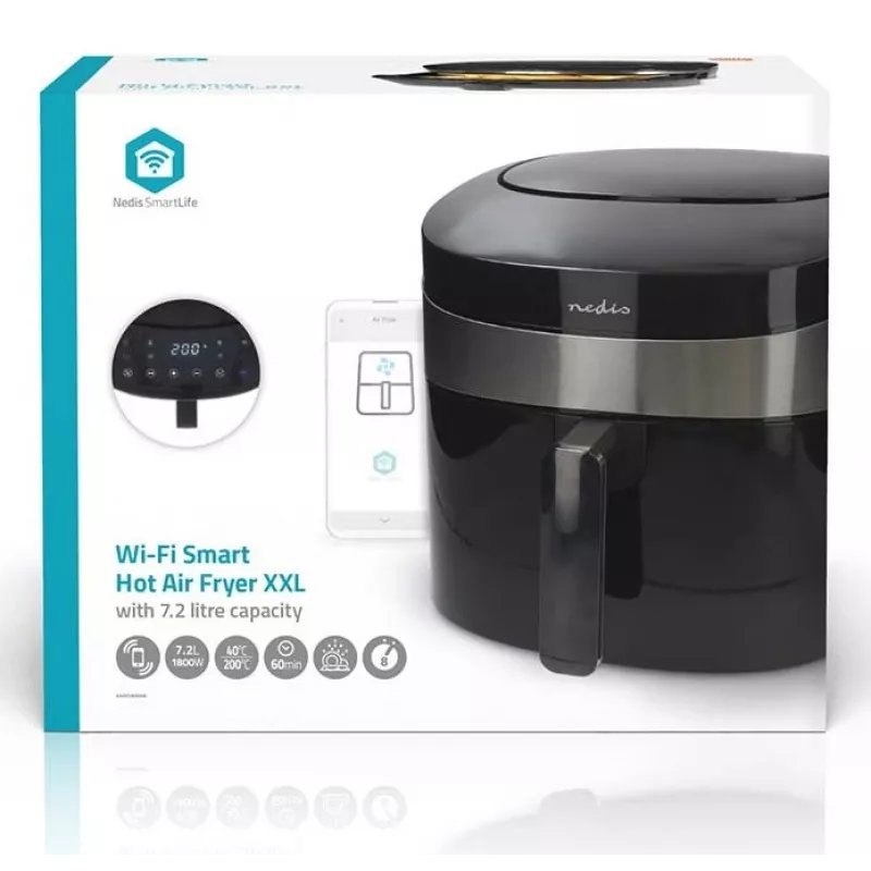 Nedis SmartLife KAAF180BKW fritadeira de ar 7,2 L, preta