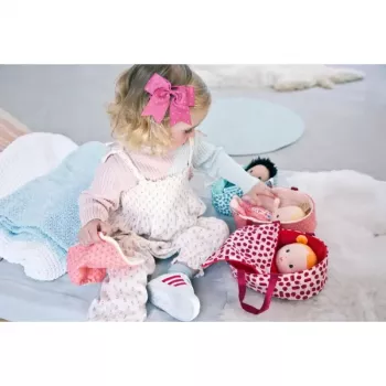 Lilliputiens Anais the Fox Conjunto de brincar boneca macia com cesto, roupa e manta