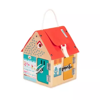 Lilliputiens Georges the Fox Casa de atividades de madeira com fechaduras