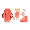 Conjunto de boneca Lilliputiens Lena com cesto de transporte, fralda de aconchego e biberão
