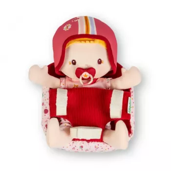 Lilliputiens boneca Lena em cadeirinha de bicicleta com fralda de peluche e capacete 18m+