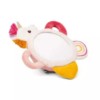 Lilliputiens espelho de atividades Lena o unicórnio com pegas, brinquedo sensorial para bebés a partir de 3 meses