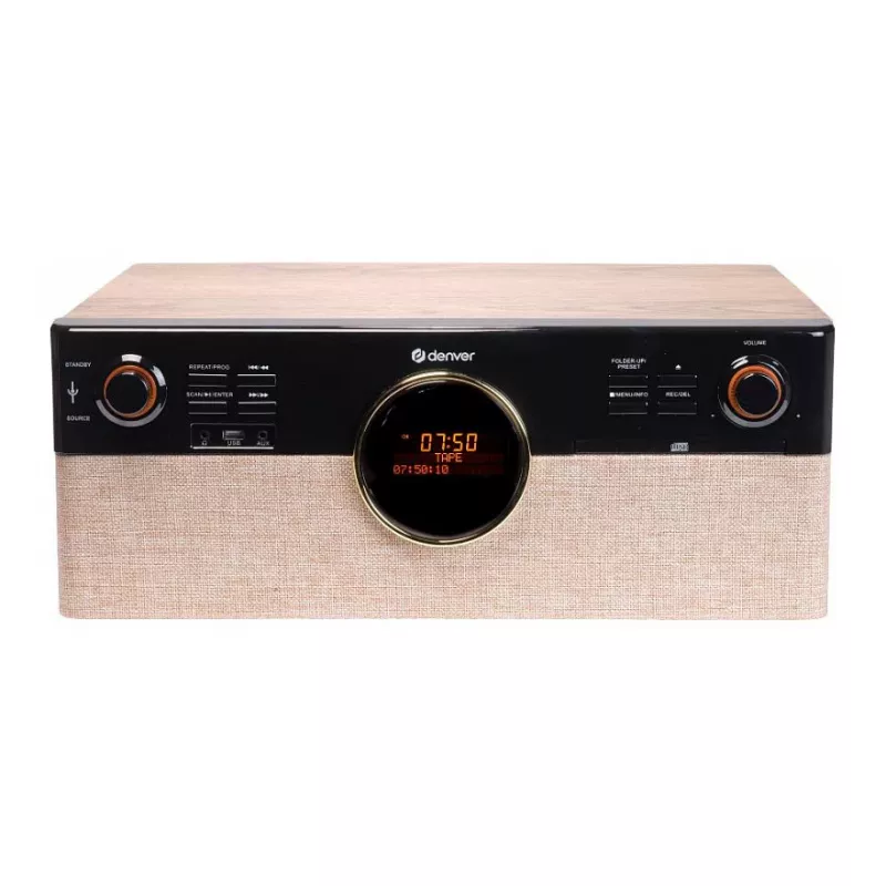 Denver MRD-180 Centro de música retro em madeira DAB+/FM CD cassete Bluetooth